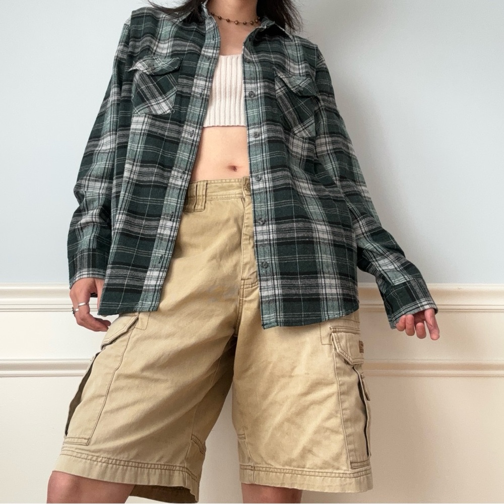 RSQ dark green oversized tomboy flannel